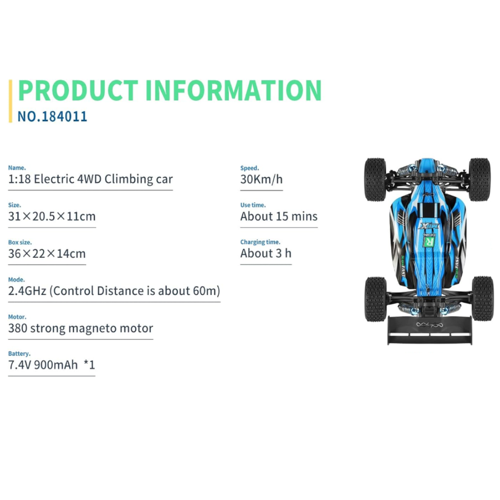 WLtoys 184011 2.4G 4WD 1/18 Speed 30 km/h