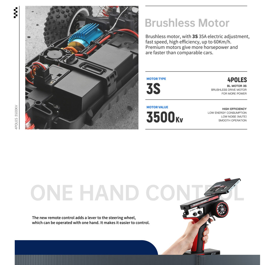 سيارة سباق WLTech 124008 RTR 1/12 2.4G 4WD 3S بدون فرشاة بسرعة 60 كم/ساعة