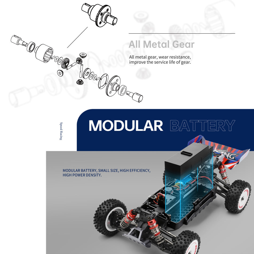 سيارة سباق WLTech 124008 RTR 1/12 2.4G 4WD 3S بدون فرشاة بسرعة 60 كم/ساعة